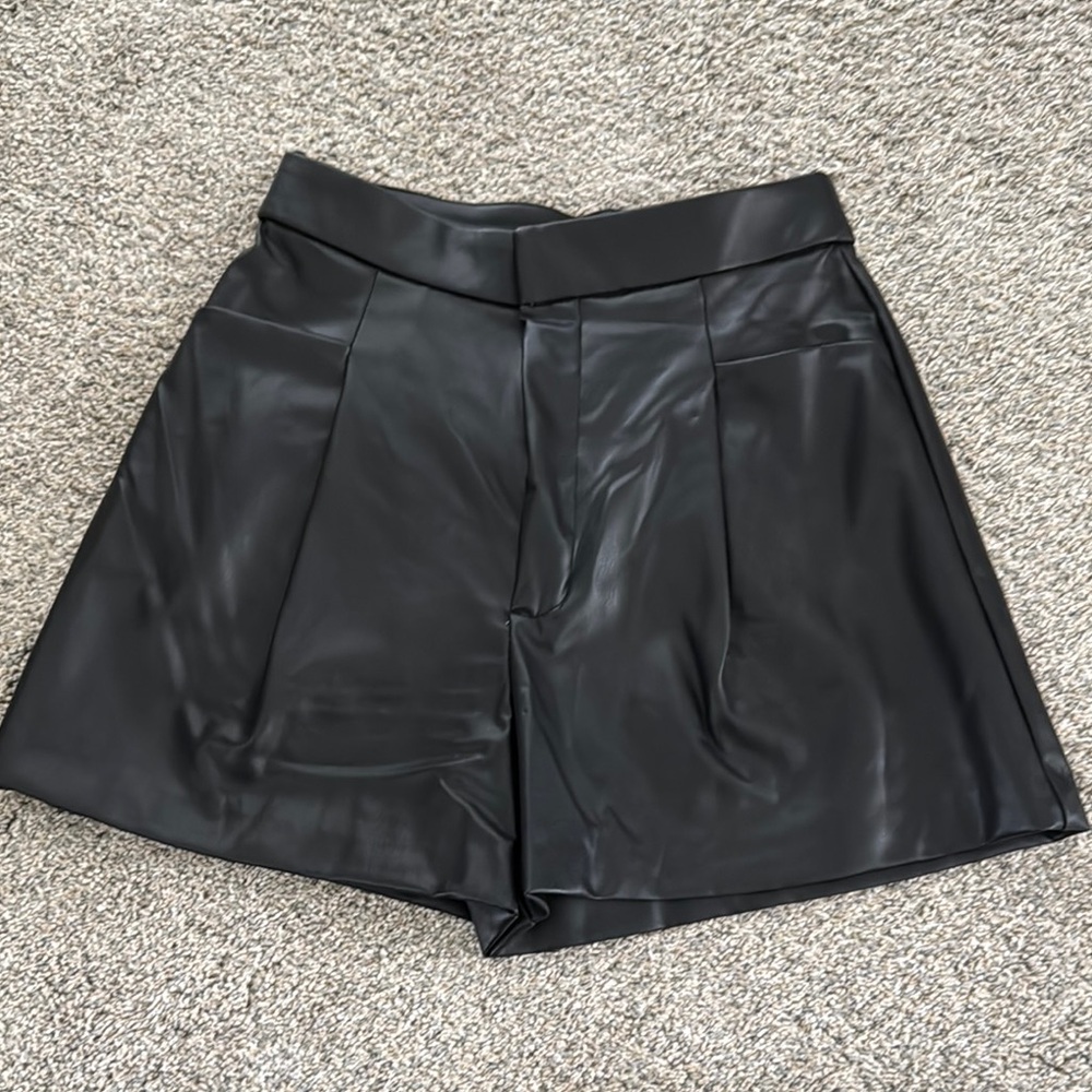 Zara Black High Waist Shorts with Luxe Finish